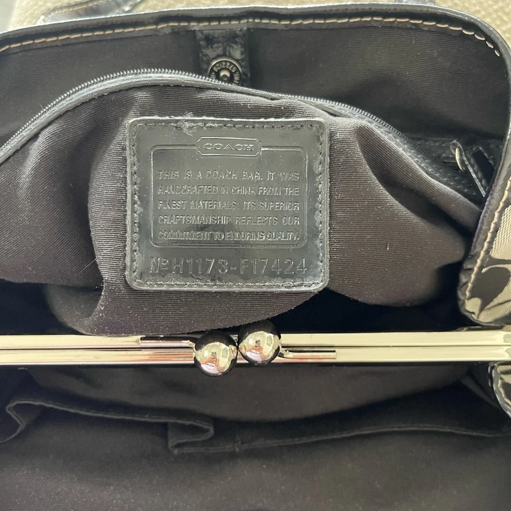 Coach Black and Tan Signature Tote
